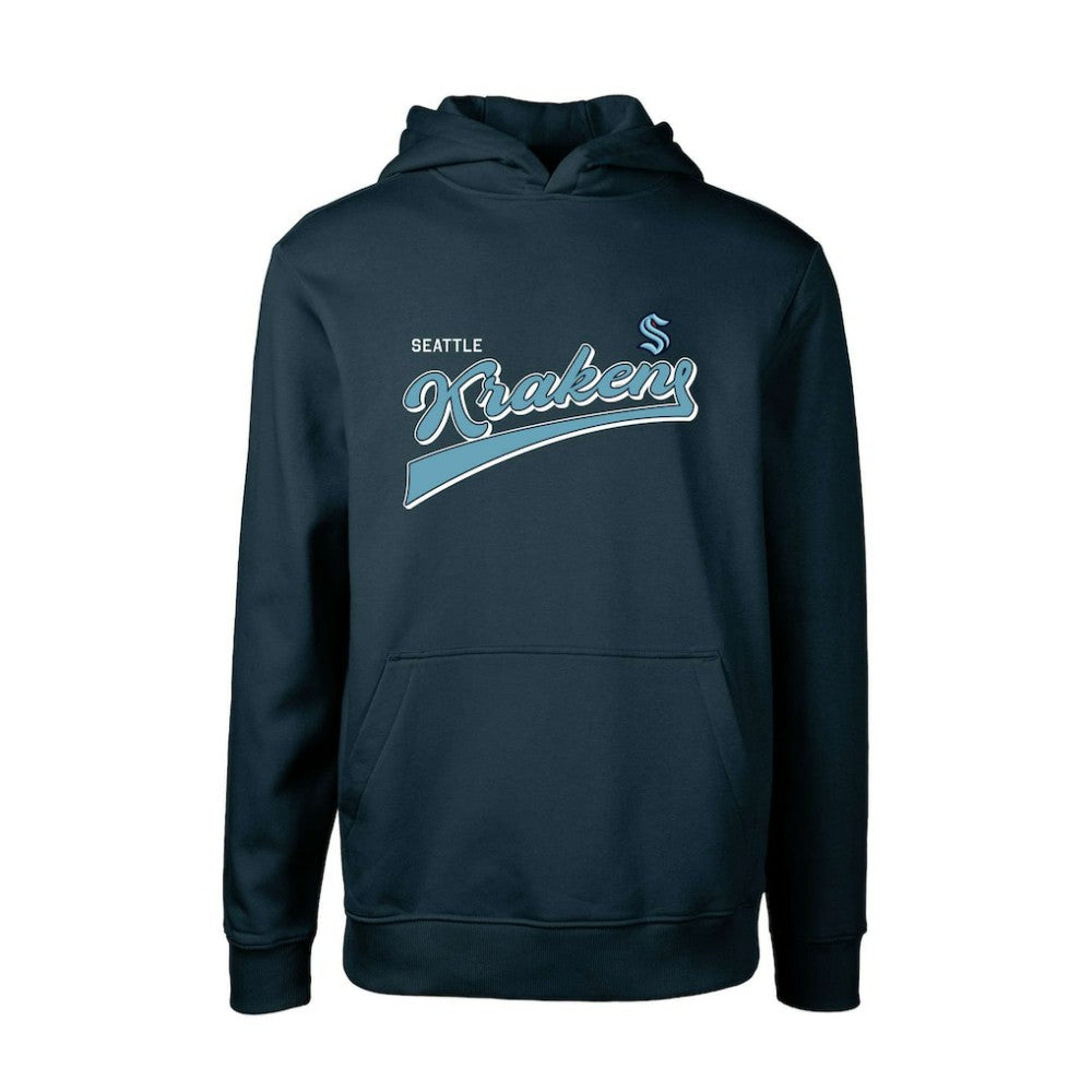 Seattle Kraken Levelwear Youth Podium Retro Script Fleece Pullover Hoodie - Deep Sea Blue | US 201183758