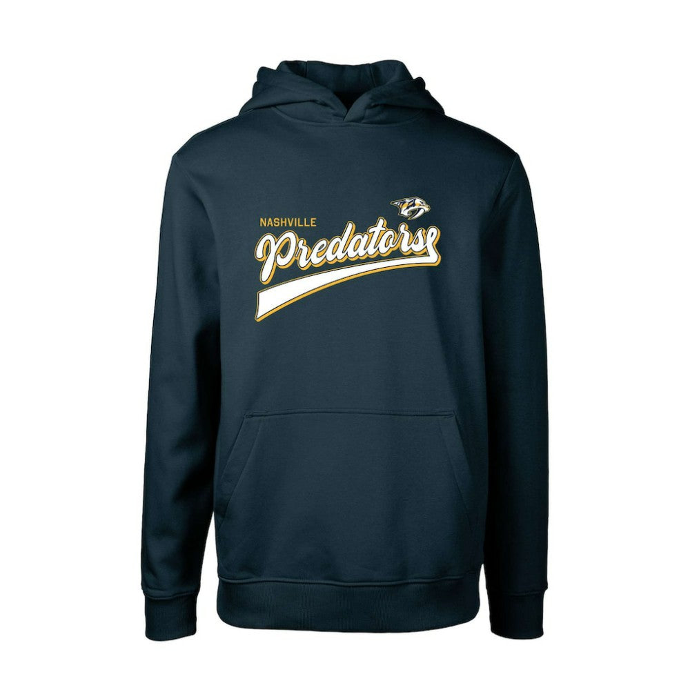 Nashville Predators Levelwear Youth Podium Retro Script Fleece Pullover Hoodie - Navy | US 201183762