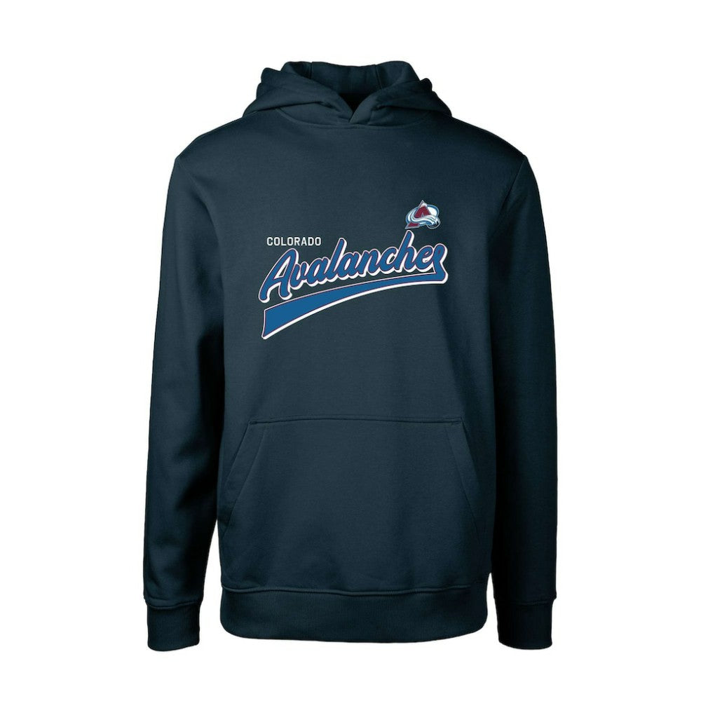 Colorado Avalanche Levelwear Youth Podium Retro Script Fleece Pullover Hoodie - Navy | US 201183764