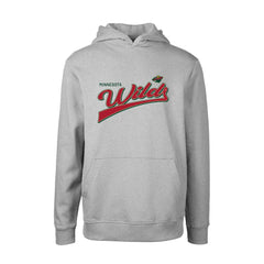 Minnesota Wild Levelwear Youth Podium Retro Script Fleece Pullover Hoodie - Gray | US 201183772