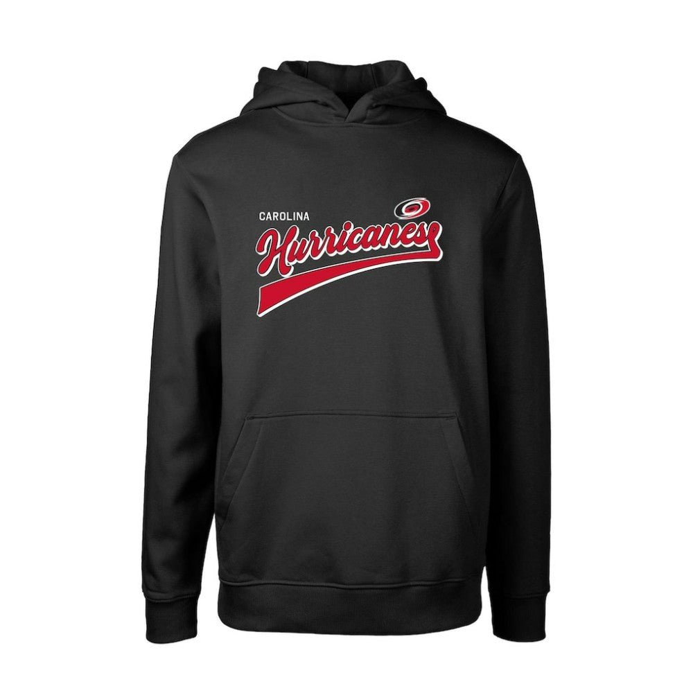 Carolina Hurricanes Levelwear Youth Podium Retro Script Fleece Pullover Hoodie - Black | US 201183773