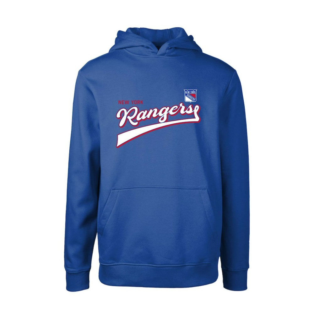 New York Rangers Levelwear Youth Podium Retro Script Fleece Pullover Hoodie - Blue | US 201183778