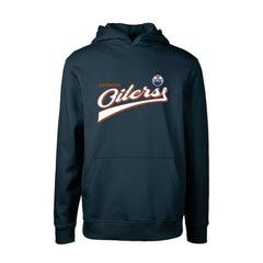 Edmonton Oilers Levelwear Youth Podium Retro Script Fleece Pullover Hoodie - Navy | US 201183788