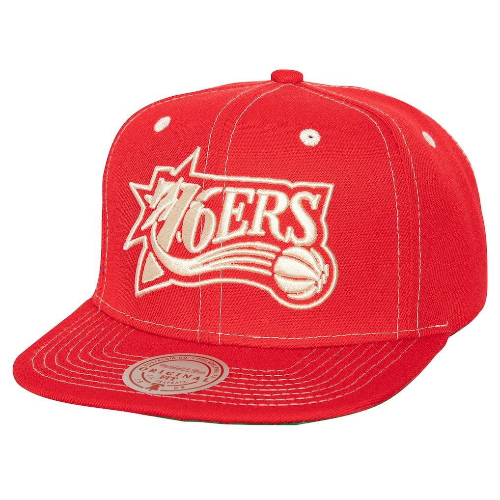 Philadelphia 76ers Energy Contrast Snapback Hat Red - Mitchell & Ness