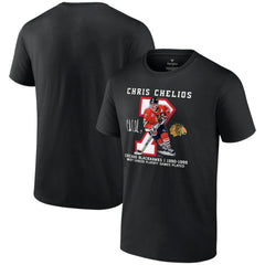 Chris Chelios Chicago Blackhawks Jersey Retirement T-Shirt - Black | US 201185007