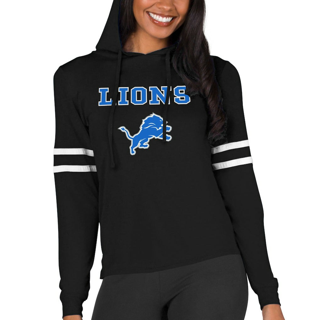 Detroit Lions Concepts Sport Women's Marathon Lightweight Lounge Pullover Hoodie - Black Hoodies