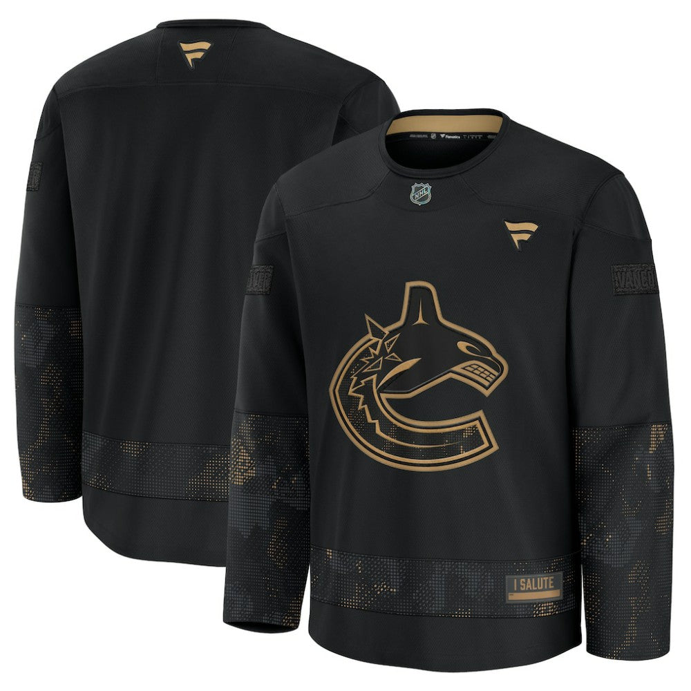 Vancouver Canucks Fanatics 2024 Military Appreciation Practice Jersey - Black | US 201189534