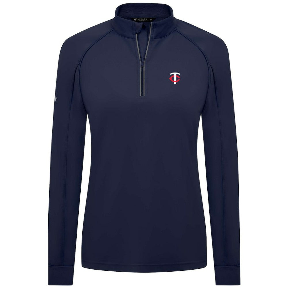 Minnesota Twins Levelwear Women's Kinetic Insignia Quarter-Zip Pullover - Navy Pullover