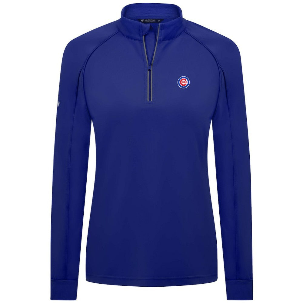 Chicago Cubs Levelwear Women's Kinetic Insignia Quarter-Zip Pullover - Royal Pullover