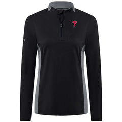 Philadelphia Phillies Levelwear Women's Moxie Insignia Quarter-Zip Pullover - Black Pullover