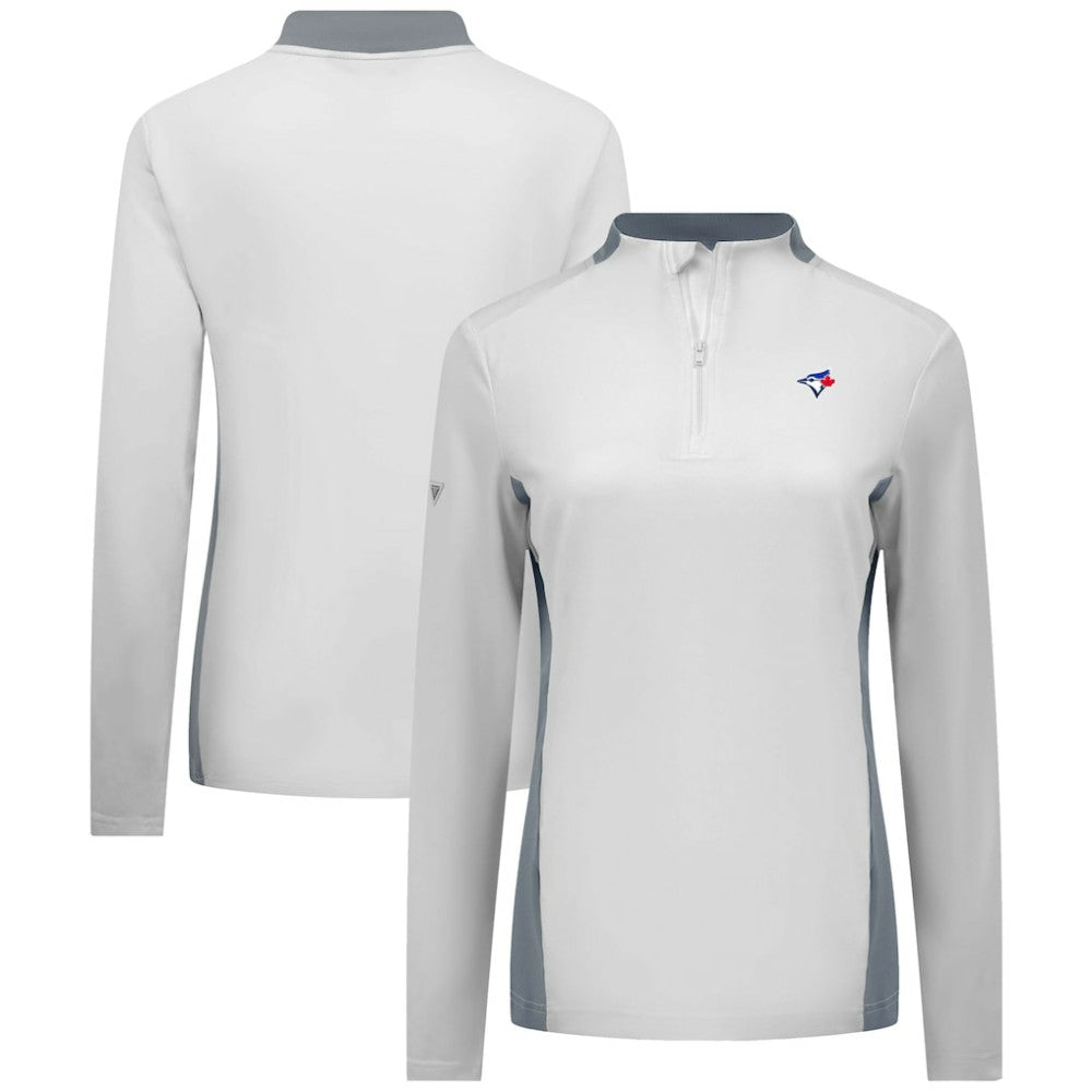 Toronto Blue Jays Levelwear Women's Moxie Insignia Quarter-Zip Pullover - White Pullover