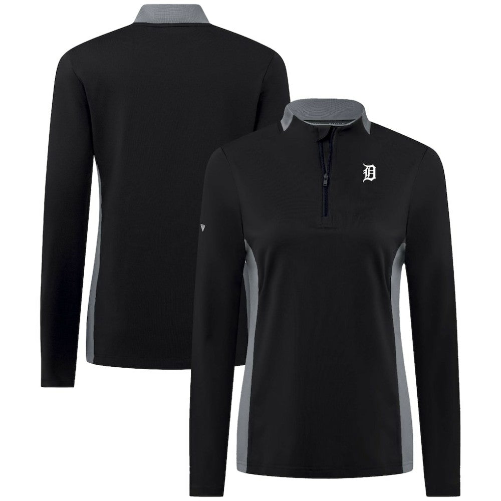 Detroit Tigers Levelwear Women's Moxie Insignia Quarter-Zip Pullover - Black Pullover