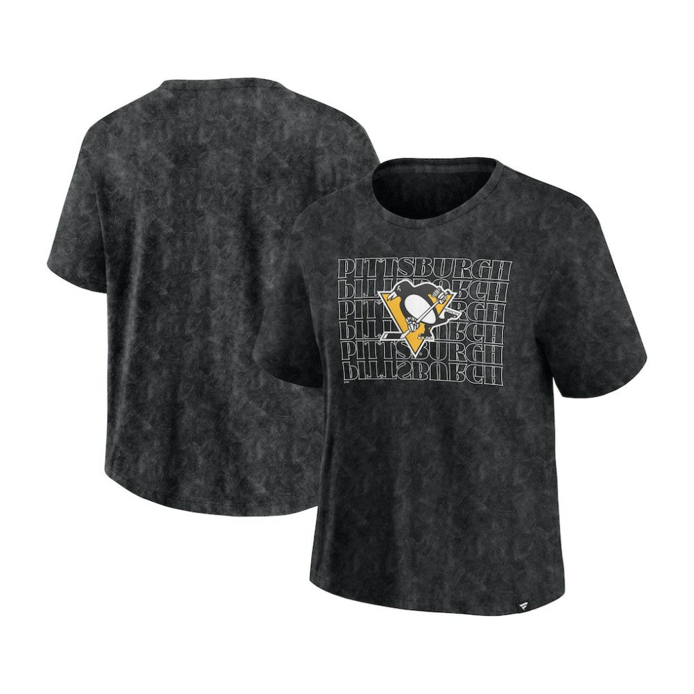 Pittsburgh Penguins Fanatics Women's Faded Wash T-Shirt - Black | US 201190119