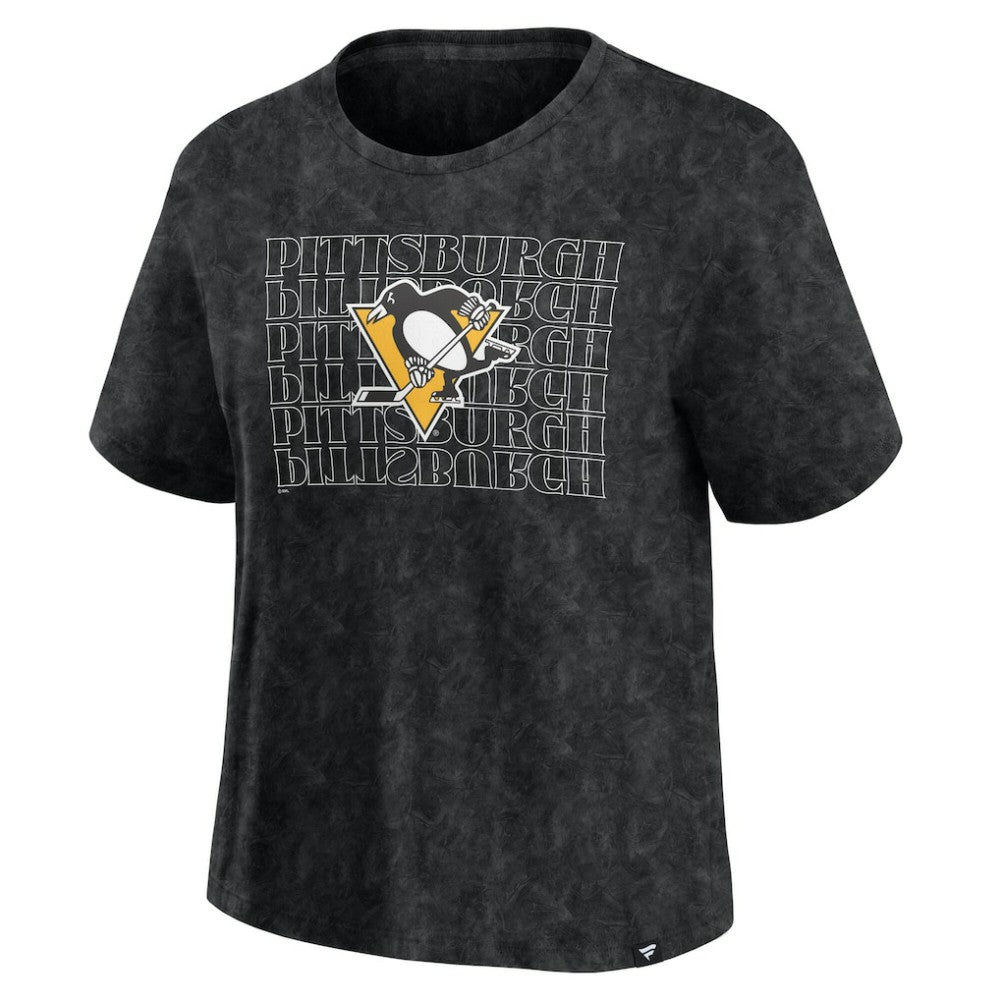 Pittsburgh Penguins Fanatics Women's Faded Wash T-Shirt - Black | US 201190119