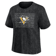 Pittsburgh Penguins Fanatics Women's Faded Wash T-Shirt - Black | US 201190119