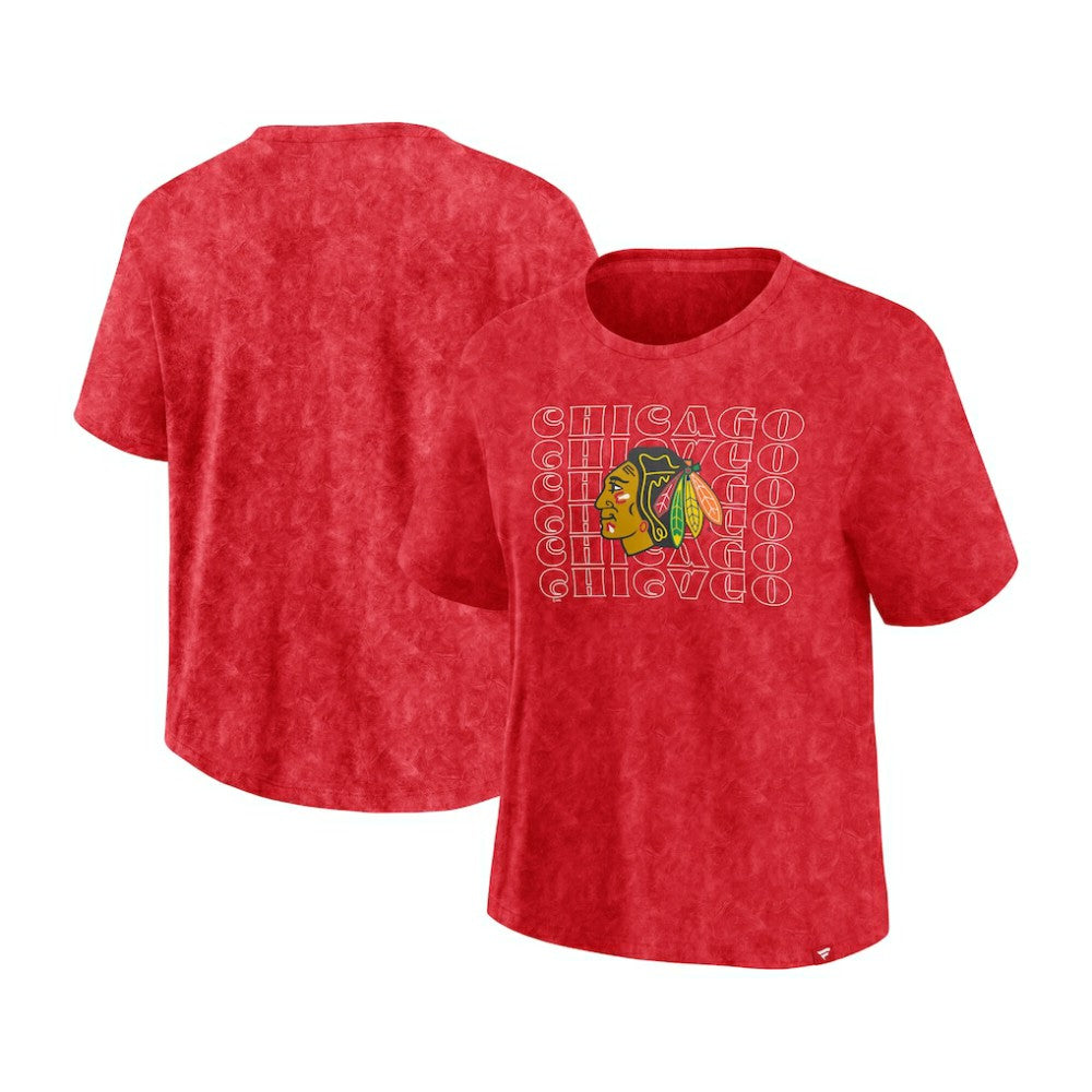 Chicago Blackhawks Fanatics Women's Faded Wash T-Shirt - Red | US 201190126