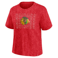 Chicago Blackhawks Fanatics Women's Faded Wash T-Shirt - Red | US 201190126