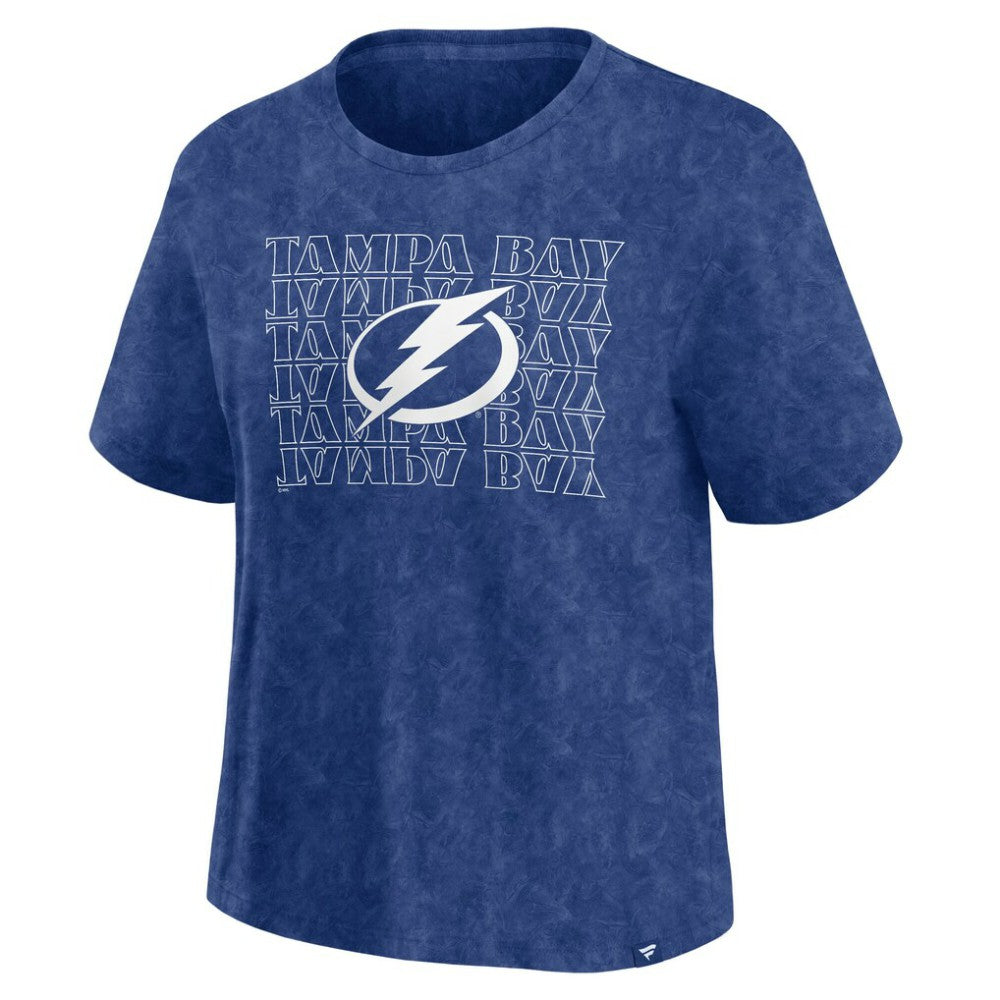 Tampa Bay Lightning Fanatics Women's Faded Wash T-Shirt - Blue | US 201190135