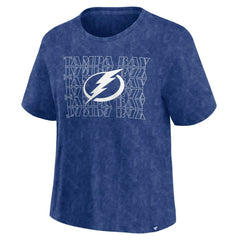 Tampa Bay Lightning Fanatics Women's Faded Wash T-Shirt - Blue | US 201190135