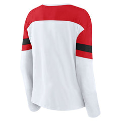 Chicago Blackhawks Fanatics Women's Frozen Long Sleeve Notch Neck T-Shirt - White/Red | US 201190149
