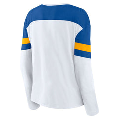 St. Louis Blues Fanatics Women's Frozen Long Sleeve Notch Neck T-Shirt - White/Blue | US 201190157