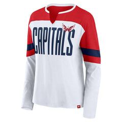 Washington Capitals Fanatics Women's Frozen Long Sleeve Notch Neck T-Shirt - White/Red | US 201190163