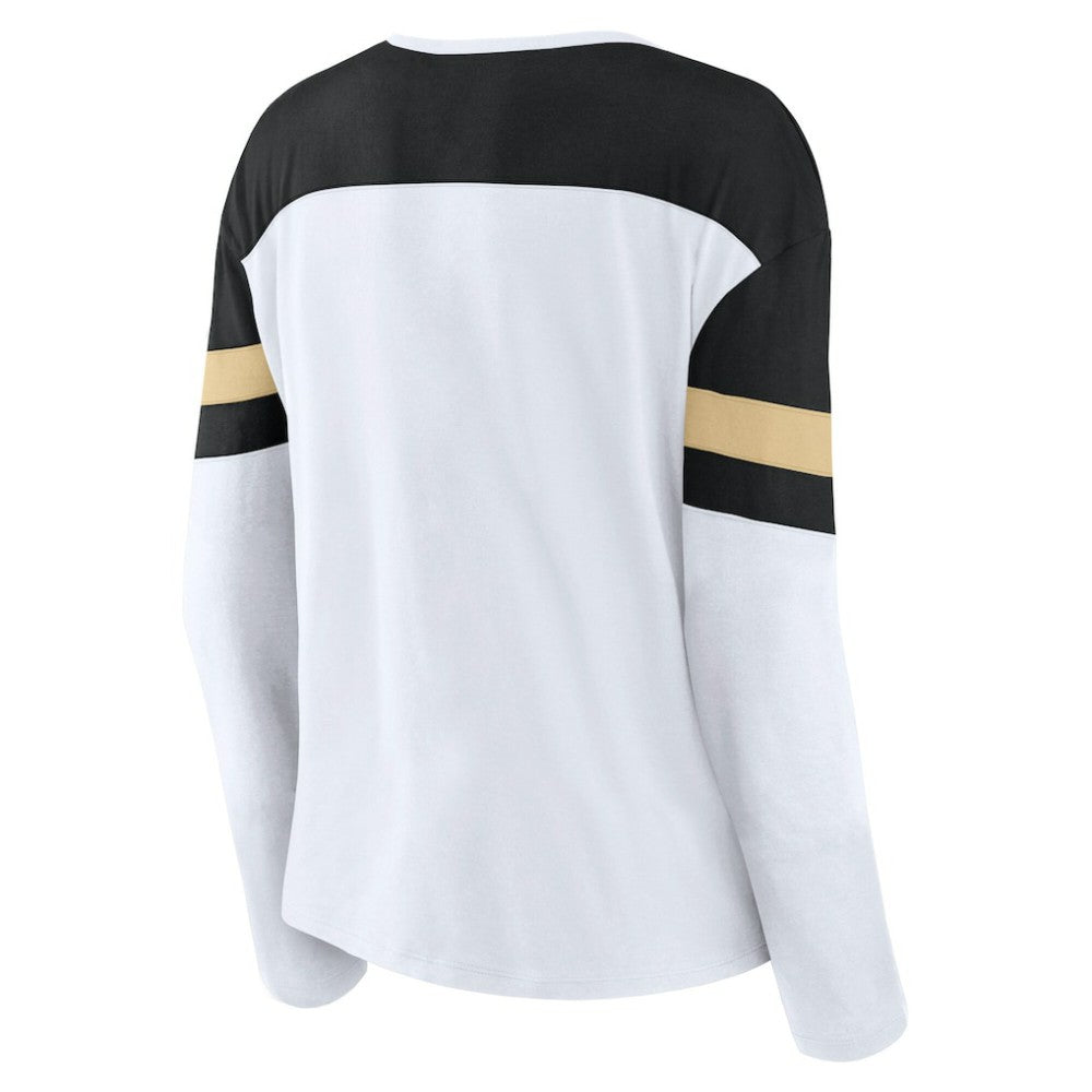 Vegas Golden Knights Fanatics Women's Frozen Long Sleeve Notch Neck T-Shirt - White/Black | US 201190164