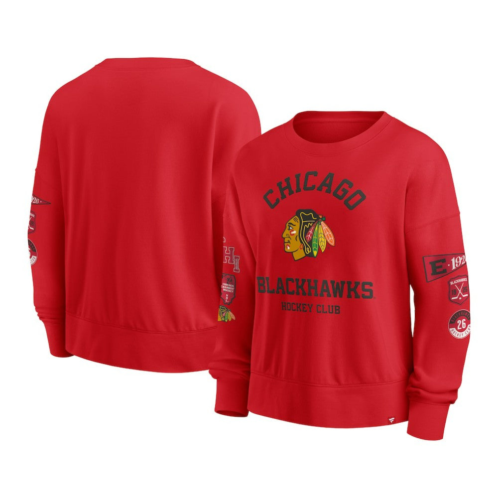 Chicago Blackhawks Fanatics Women's Go Team Pullover Sweatshirt - Red | US 201190221