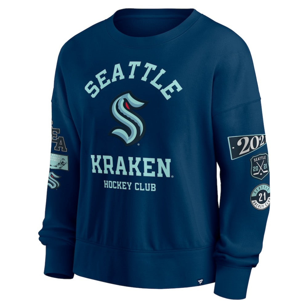 Seattle Kraken Fanatics Women's Go Team Pullover Sweatshirt - Deep Sea Blue | US 201190231