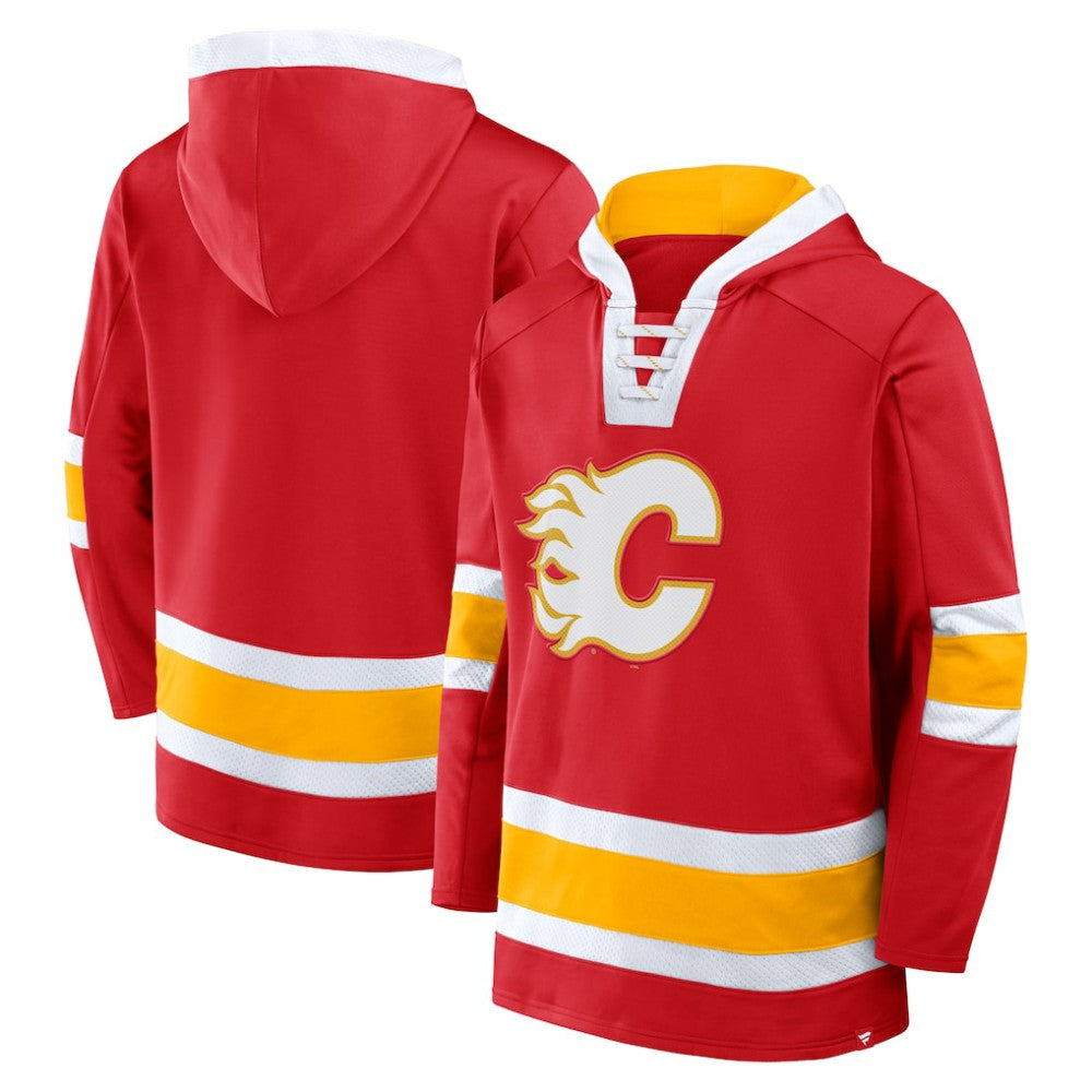 Calgary Flames Fanatics Inside Line Fleece Pullover Hoodie- Red | US 201190730