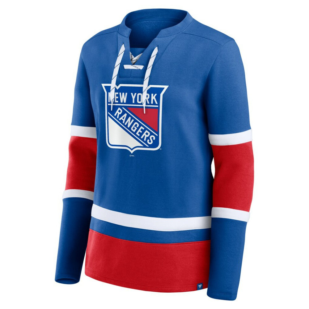 New York Rangers Fanatics Women's Prime Time Lace-Up Long Sleeve T-Shirt - Blue | US 201190954