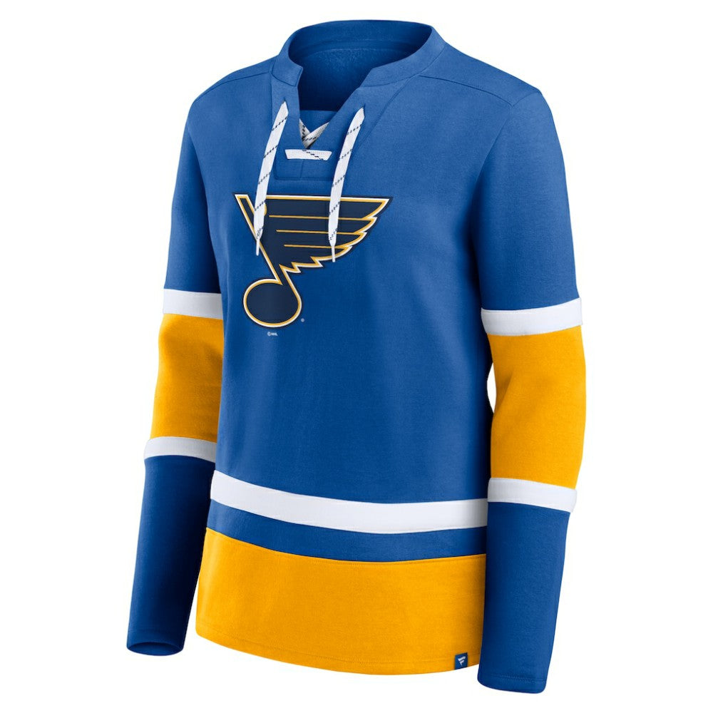 St. Louis Blues Fanatics Women's Prime Time Lace-Up Long Sleeve T-Shirt - Blue | US 201190955