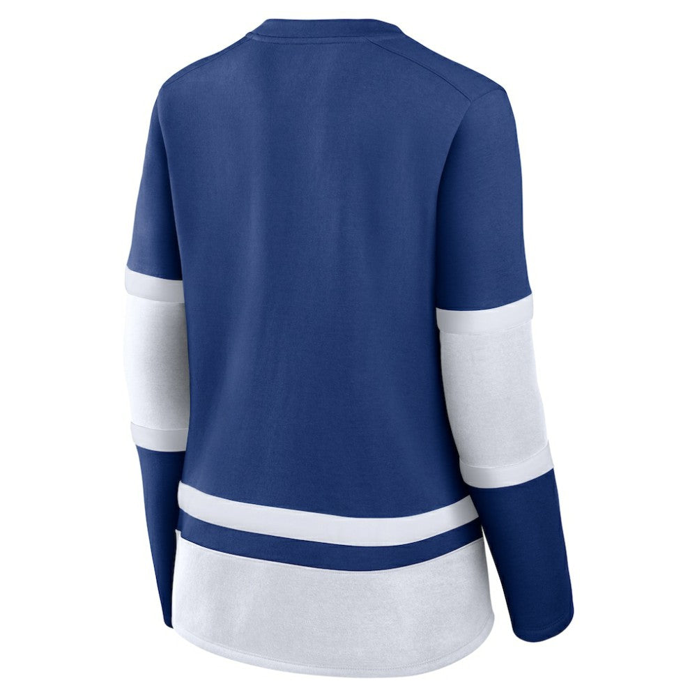 Tampa Bay Lightning Fanatics Women's Prime Time Lace-Up Long Sleeve T-Shirt - Blue | US 201190964
