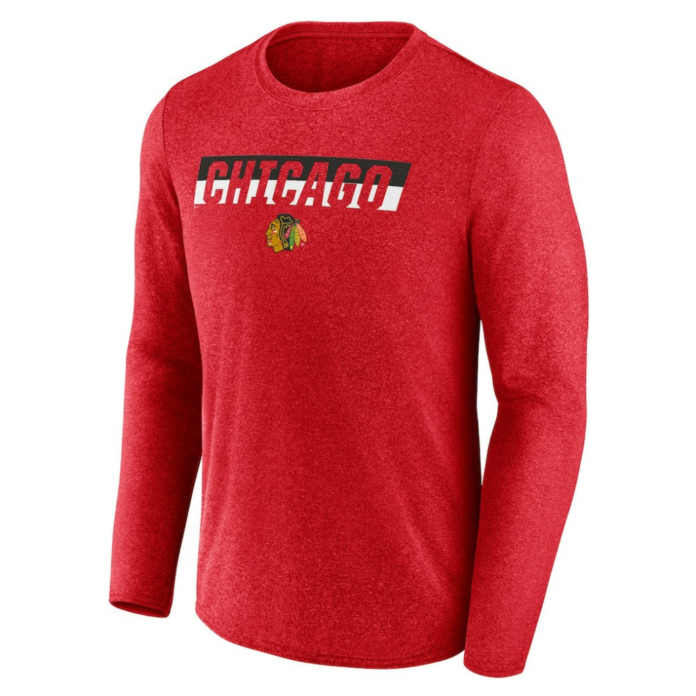Chicago Blackhawks Fanatics Transition Long Sleeve T-Shirt - Heather Red | US 201191098
