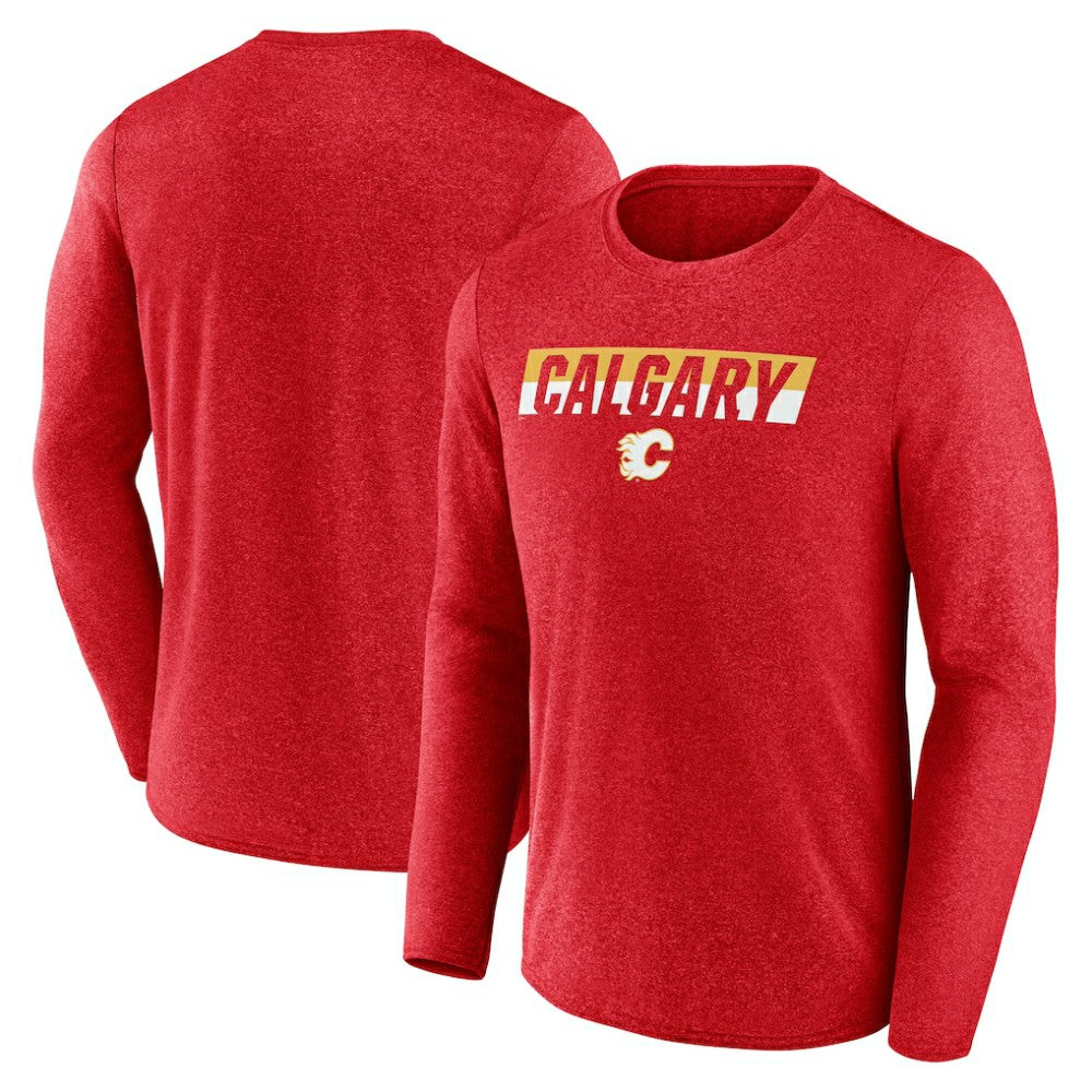 Calgary Flames Fanatics Transition Long Sleeve T-Shirt - Heather Red | US 201191103
