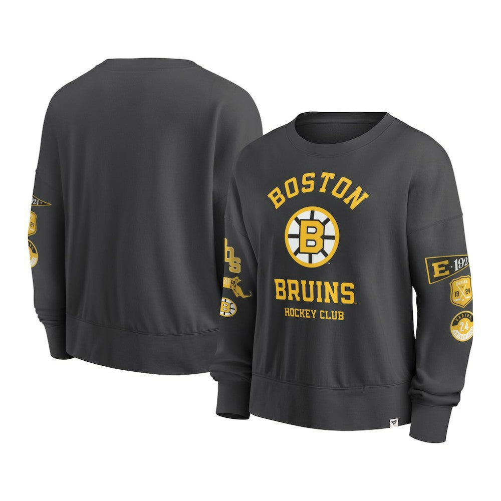 Boston Bruins Fanatics Women's Oversized Vintage Go Team Pullover Sweatshirt - Black | US 201191162