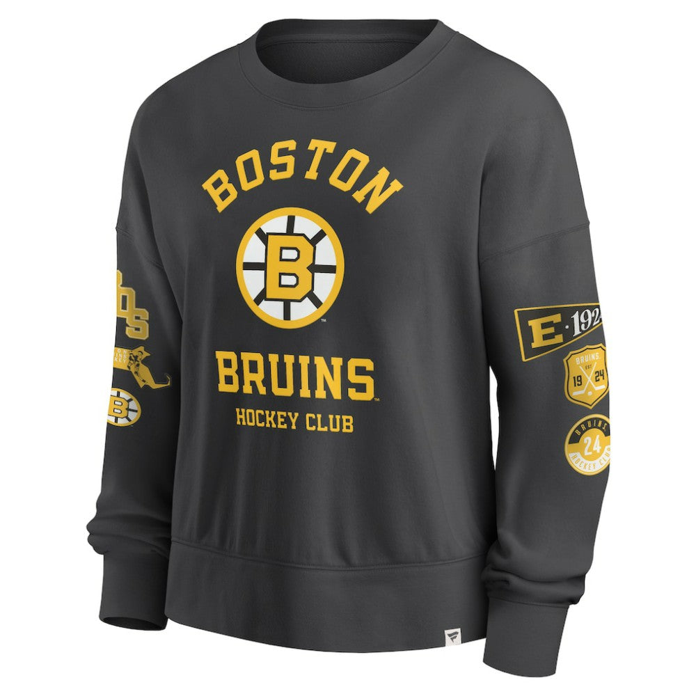 Boston Bruins Fanatics Women's Oversized Vintage Go Team Pullover Sweatshirt - Black | US 201191162