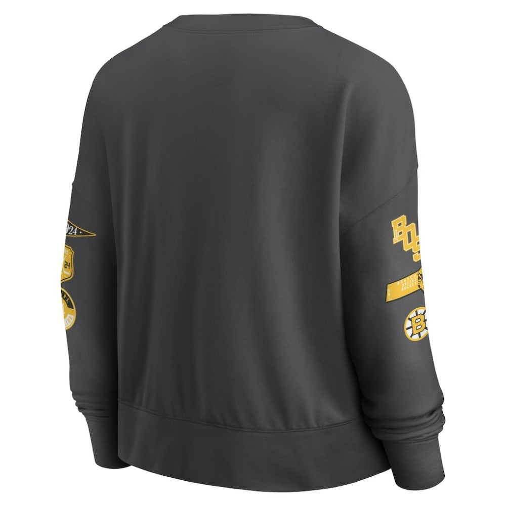 Boston Bruins Fanatics Women's Oversized Vintage Go Team Pullover Sweatshirt - Black | US 201191162