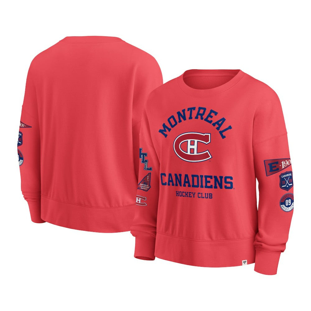 Montreal Canadiens Fanatics Women's Oversized Vintage Go Team Pullover Sweatshirt - Red | US 201191172