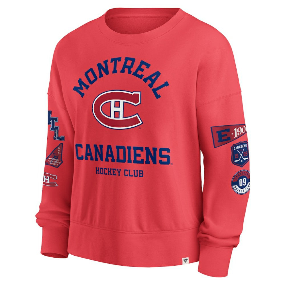 Montreal Canadiens Fanatics Women's Oversized Vintage Go Team Pullover Sweatshirt - Red | US 201191172