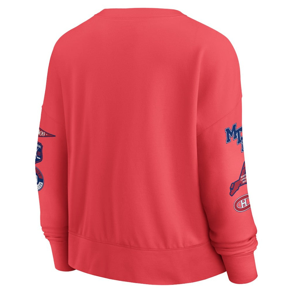 Montreal Canadiens Fanatics Women's Oversized Vintage Go Team Pullover Sweatshirt - Red | US 201191172