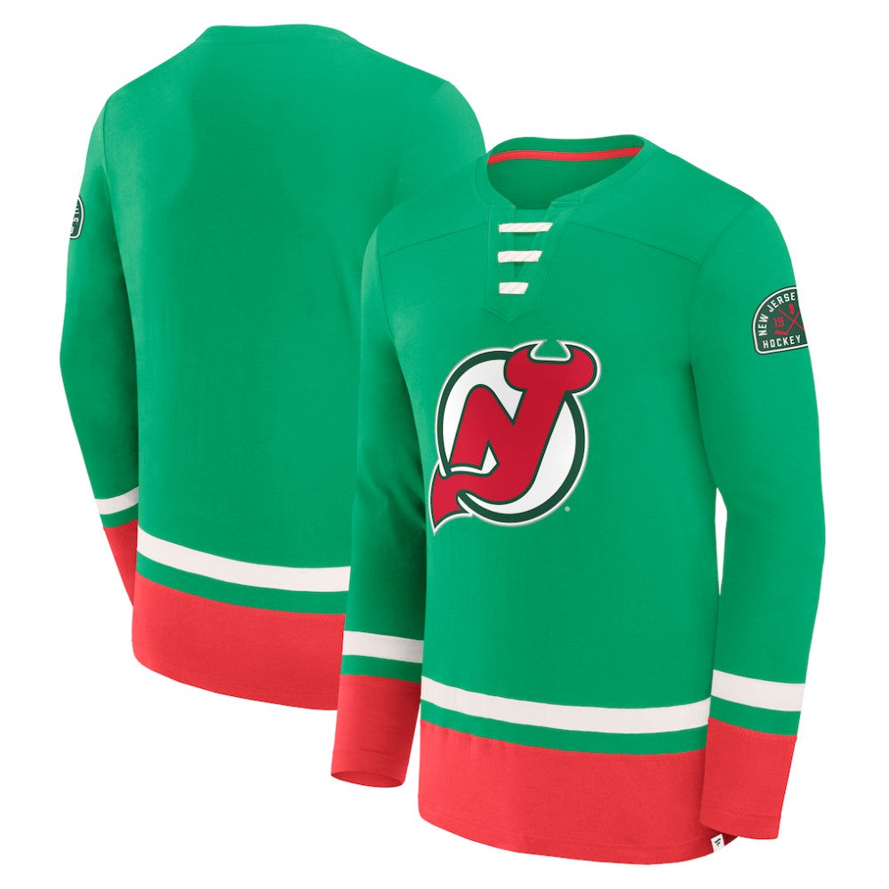 New Jersey Devils Fanatics Vintage High Point Long Sleeve T-Shirt - Green | US 201191176