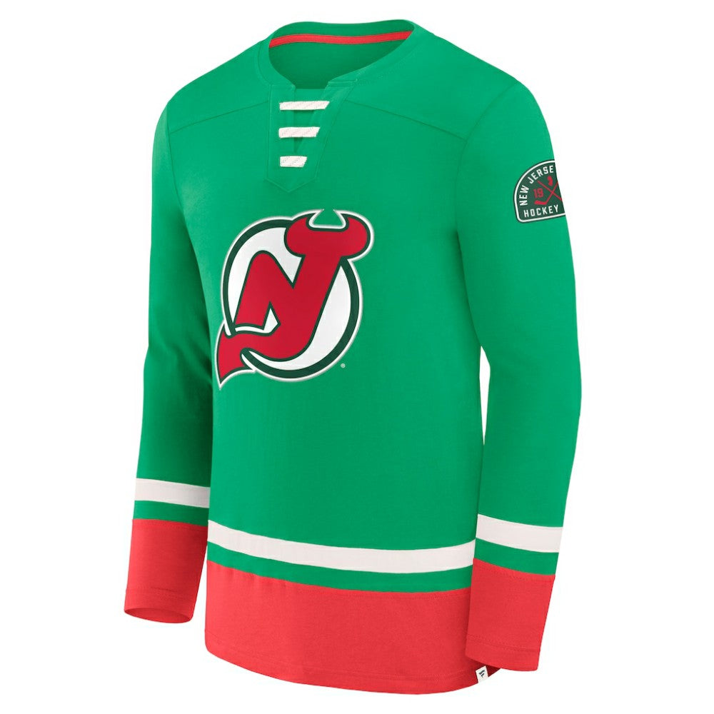 New Jersey Devils Fanatics Vintage High Point Long Sleeve T-Shirt - Green | US 201191176