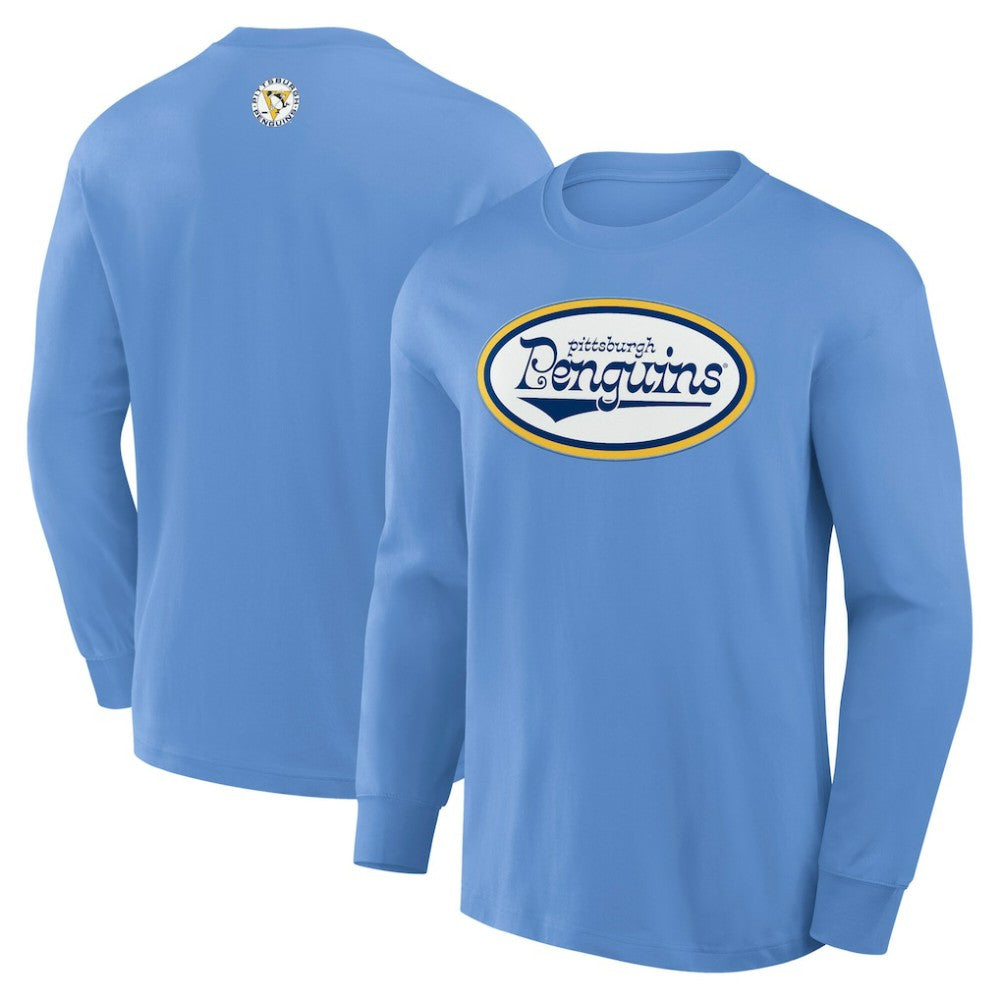 Pittsburgh Penguins Fanatics Vintage Rewind Long Sleeve T-Shirt - Light Blue | US 201191211
