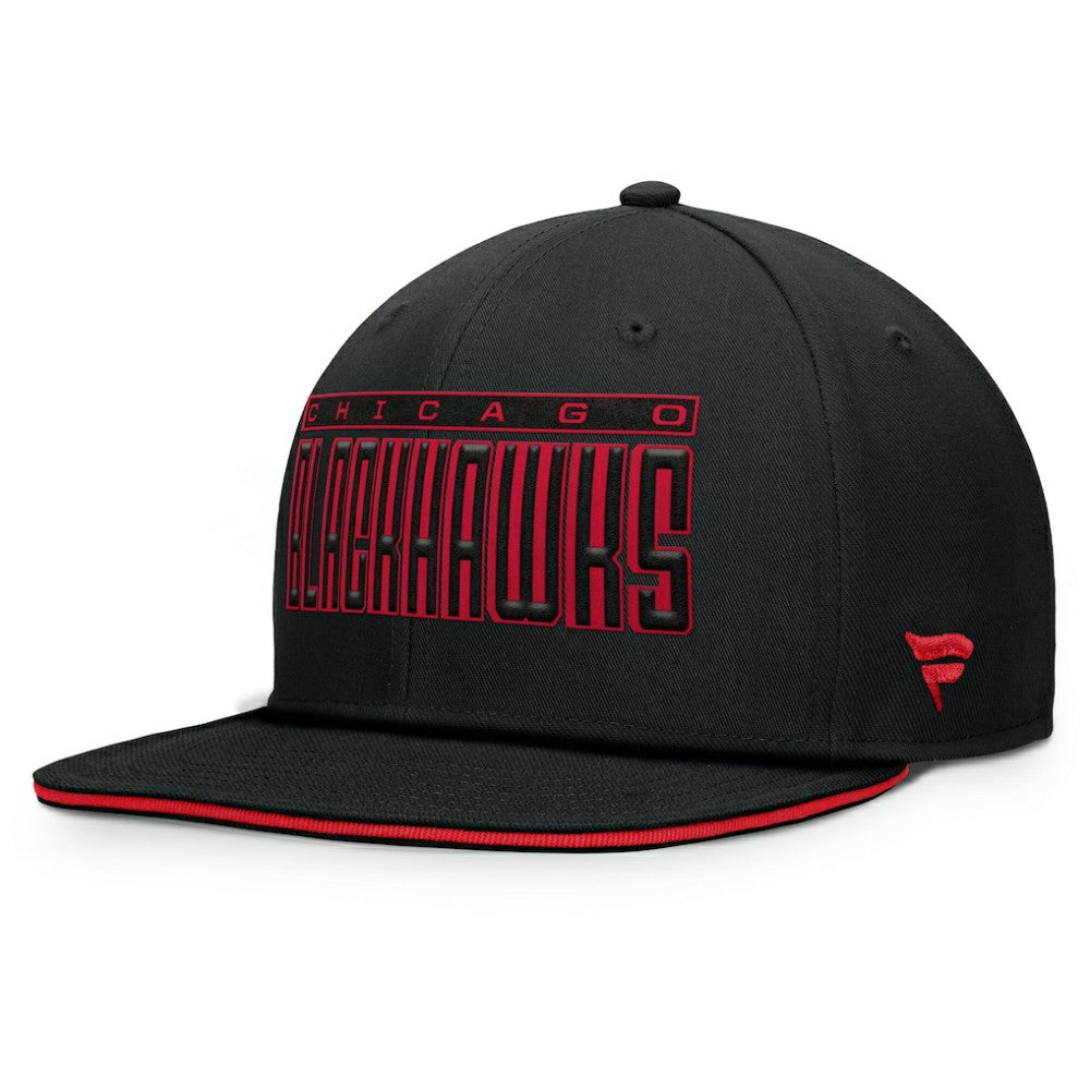 Chicago Blackhawks Fanatics Fundamental Gino Stack Snapback Hat - Black | US 201193231