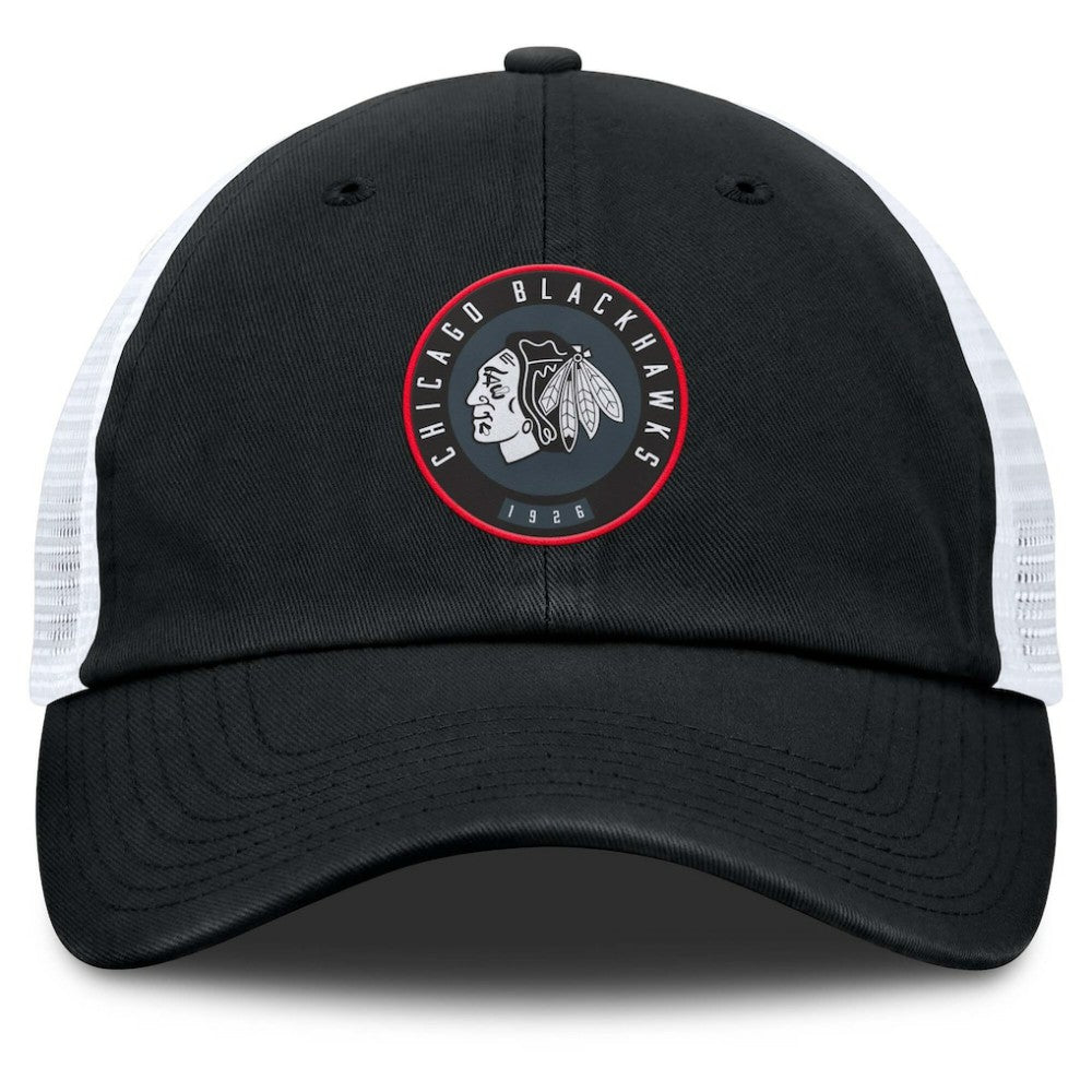 Chicago Blackhawks Fanatics Averie Trucker Adjustable Hat - Black/White | US 201193371
