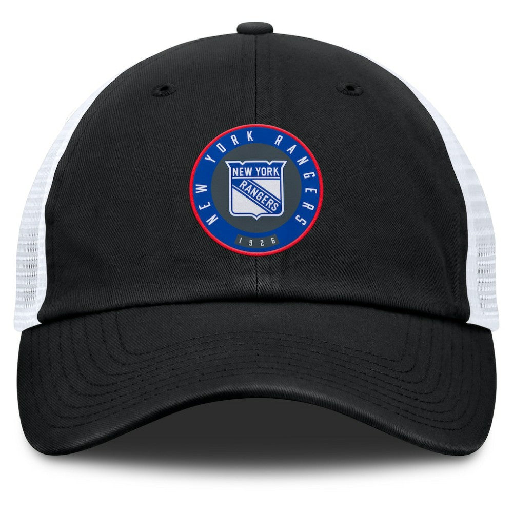 New York Rangers Fanatics Averie Trucker Adjustable Hat - Black/Gray | US 201193384