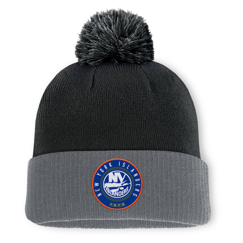 New York Islanders Fanatics Aspyn Cuffed Knit Hat with Pom - Black | US 201193400