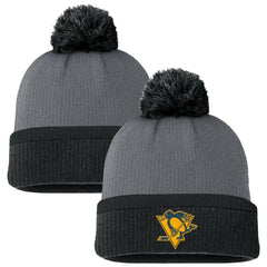 Pittsburgh Penguins Fanatics Women's Cuffed Knit Hat with Pom - Charcoal | US 201193429