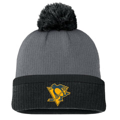Pittsburgh Penguins Fanatics Women's Cuffed Knit Hat with Pom - Charcoal | US 201193429